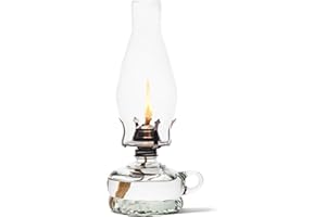 Lamplight 12-inch Chamber Oil Lamp Clear Glass, Hurricane or Power Outage, White, 110