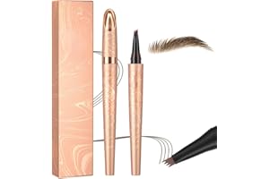 SWERTOY 2024 New Waterproof Microblading Eyebrow Pen, 3D Microblading Eyebrow Pencil, 4 Tip Eye Brow Pen, Long-lasting Natural Makeup Fine Stroke Magic Eyebrow Pencil Stay on All Day (Dark Brown)
