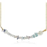 Sunshinegems Fluorite Chips Bar Necklace Gold, Polished Chips Gemstone, Healing Crystals, Gift for Her, Birthday, Gemstone Jewelry 18 inch Stone Weight 15 to 20 Approx