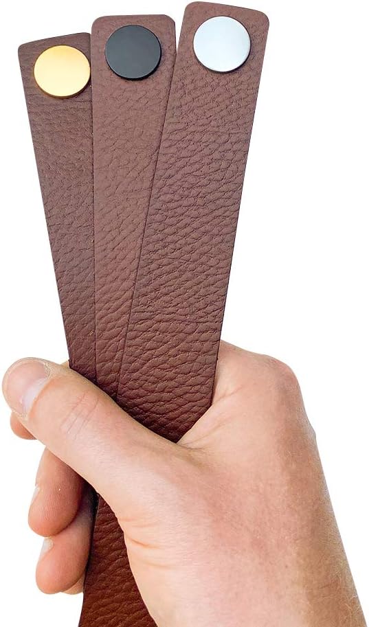 Brute Strength - Cognac Leather Cabinet Handles - 6 Pcs - 25 x 3 cm - Industrial Style - Kitchen, Bathroom, Dresser - Image 3
