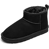 OOW 100% Genuine Suede Ankle Low Boots for Women Short Winter Snow Boot with Cozy Fur Lined