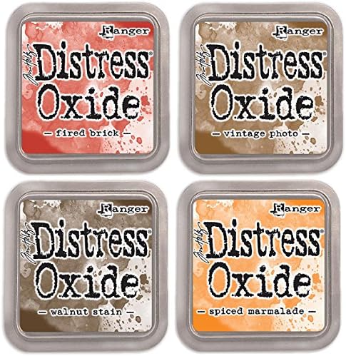 NEW Ranger Tim Holtz Distress Oxide 4 Ink Pads: VINTAGE + WALNUT + FIRED + SPICED