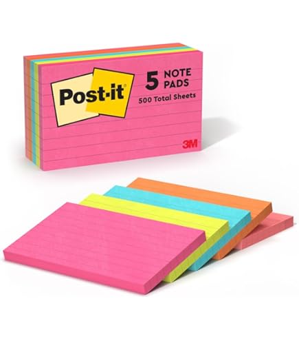 カッツページ Amazon.com : Post-it Notes, 3 in x 5 in, 5 Lined Sticky
