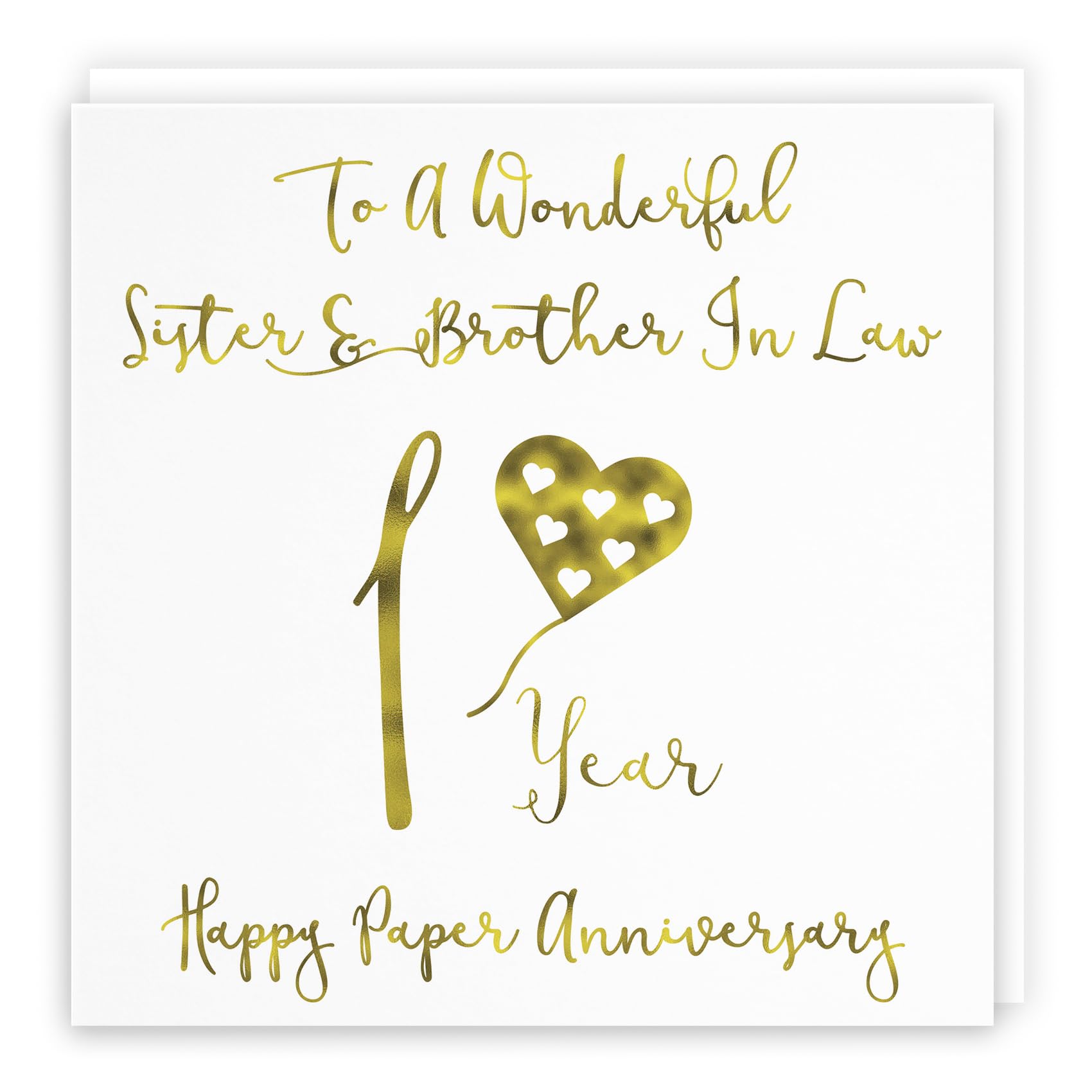 Hunts England - Sister And Brother In Law 1st Anniversary Card - To A Wonderful Sister & Brother In Law - 1 Year - Happy Paper Anniversary - Milano Collection — image 1