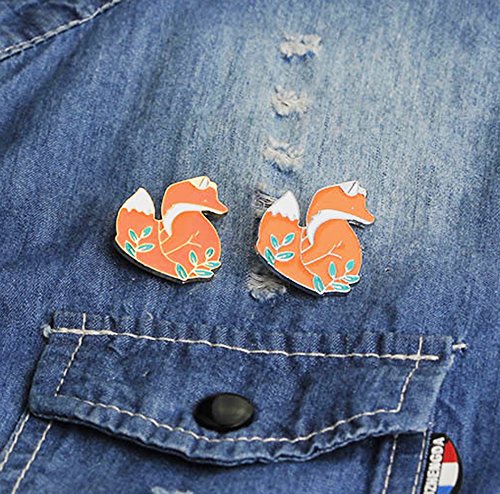 Enamel Pin Sets Cute Pins Funny Animal Lapel Pin Brooch Pin for Backpack (Gold and Silver Fox)