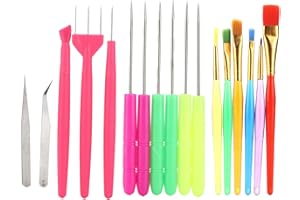 17pcs Cake Decorating Tools, Colorful Sugar Stir Needle Food Paint Brush with Durable Nylon Stainless Steel, for Cookie Cake 