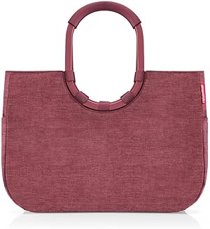 reisenthel loopshopper L twist maroon – Stabile Tasche mit praktischen Fächern aus recycelten PET-Flaschen – Charmantes und wasserabweisendes Design
