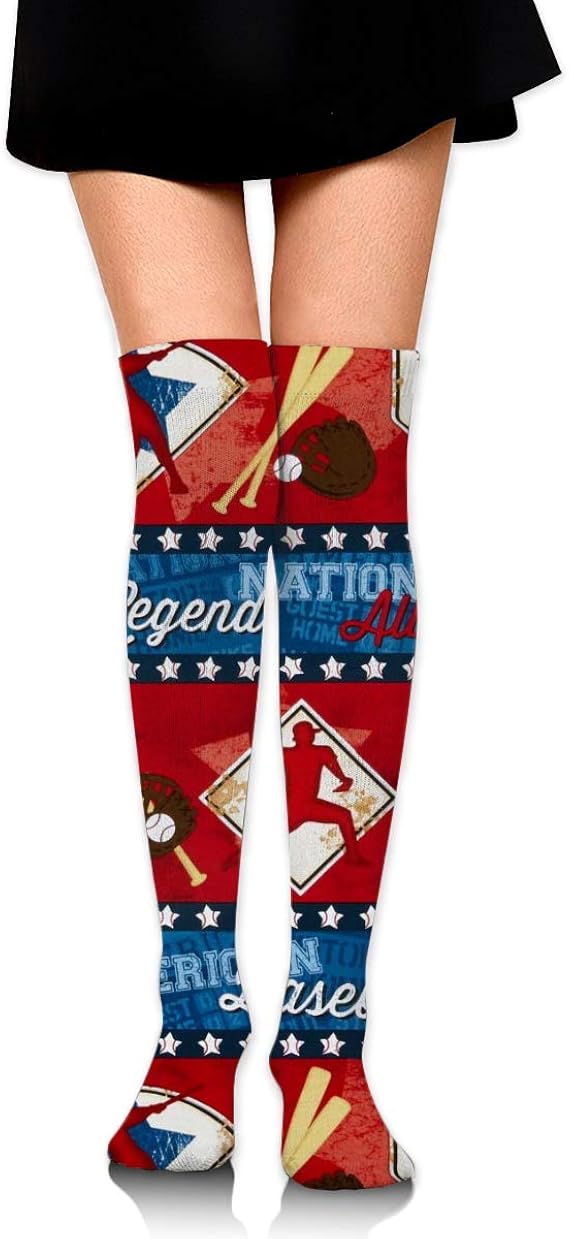 YISHOW Women Girl Knee High Socks Baseball National Player