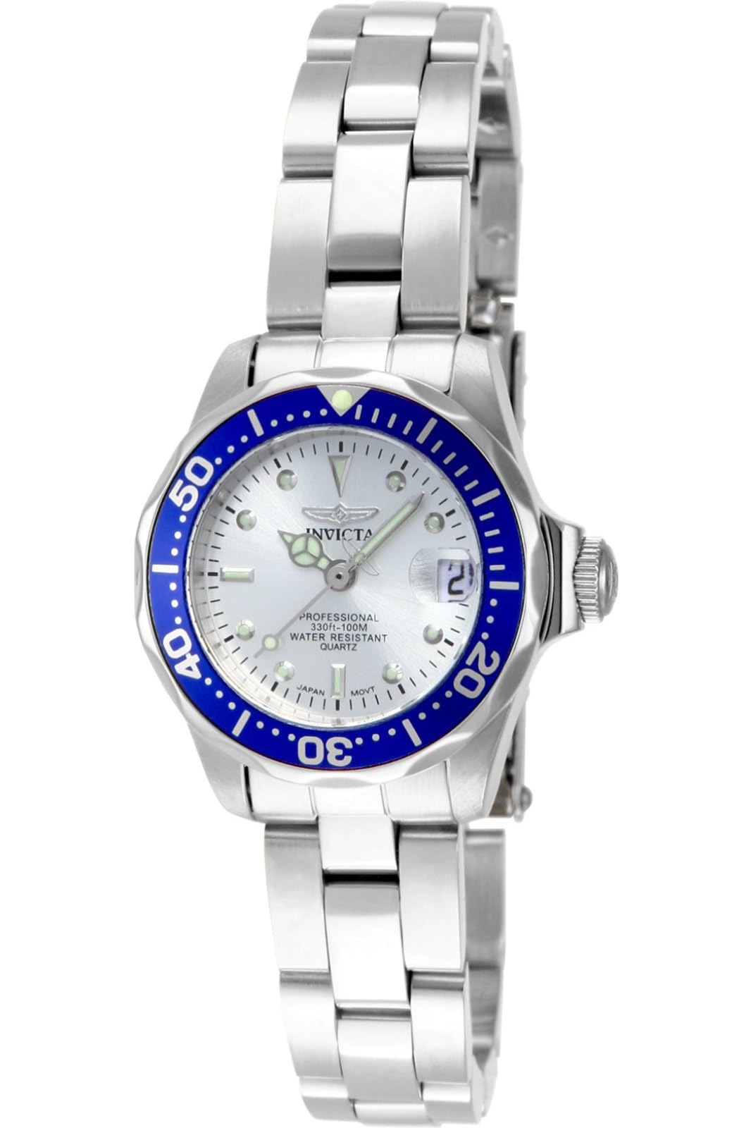 Invicta Pro Diver 14125 Women's Watch - Waterproof - Analogue - Quartz Movement - stainless steel with silver dial - 24mm