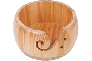 OBANGONG Wooden Yarn Bowl Portable Yarn Bowl for Knitting Crochet,Yarn Storage Bowl with Holes for Knitting and Crocheting Ya