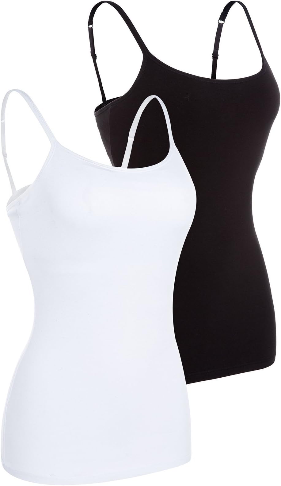 Anwell Women's Cotton Camisole Shelf Bra Spaghetti Straps Tank Top 2 Packs