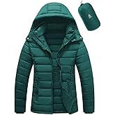 ASPO Women's Packable Puffer Jacket Lightweight Waterproof Warm Full Zip Quilted Winter Coat with Hood