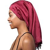 Heerf Women's Slouchy Beanie Satin Chemo Hat Baggy Sleep Cap Burgundy