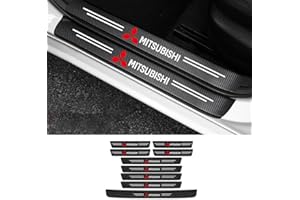 TYJSC Car Door Sill Protector for Mitsubishi RVR, Carbon Fibre, Black, Door, 8 * Car Door Sill Protectors + 1 * Trunk