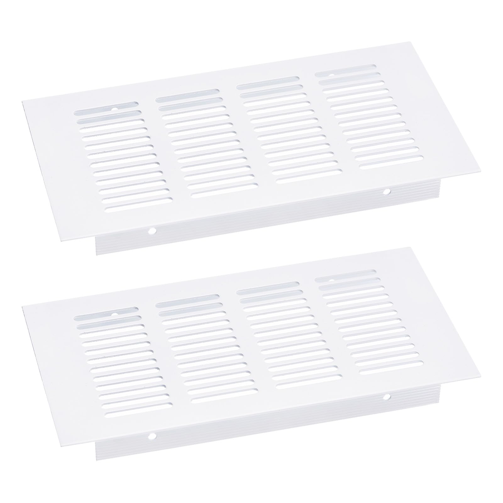 uxcell Air Vents Cover, 2Pcs 200 x 80mm - Aluminum Alloy Mesh Air Return Vent Cover, Rectangle Louvered Ventilation Grille for Shoe Cabinet Wardrobe (White)