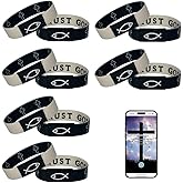 6Pcs Daily Bible Verse Bracelets, Jesus Christian Bracelet with NFC Scan, Bible Verses Wearable Bracelet, Elastic Christian Bracelet for Women Men Teens Gifts