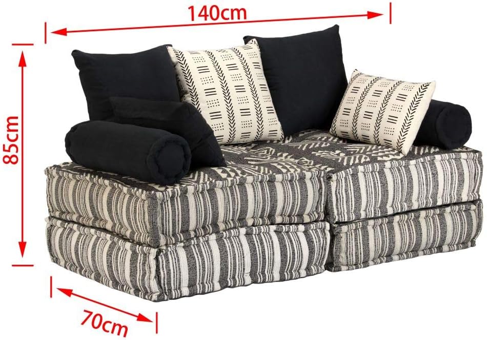 Vislone Divano Letto Matrimoniale Modulare Per Soggiorno Design In Tessuto Cotone Multicolore Patchwork A Strisce Con 2 3 Posti Divani Soggiorno