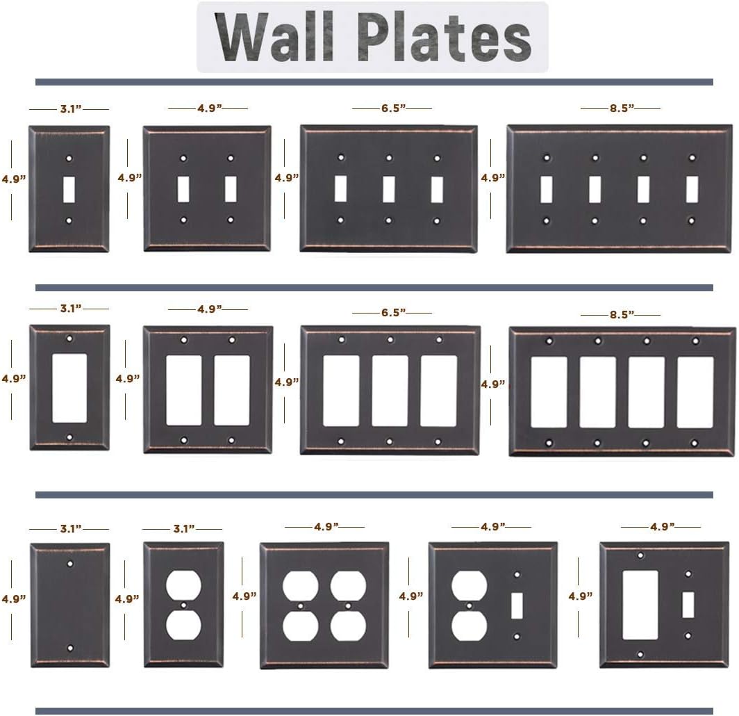 Pack of 4 Wall Plate Outlet Switch Covers by SleekLighting | Decorative oil rubbed bronze | Variety of Styles: Decorator/Duplex/Toggle / & Combo | Size: 1 Gang Decorator - - 