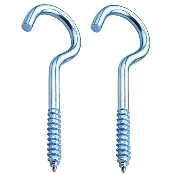 2Pcs Screw Hooks Zinc Plated Self Tapping Screw in Hooks Cup Hook