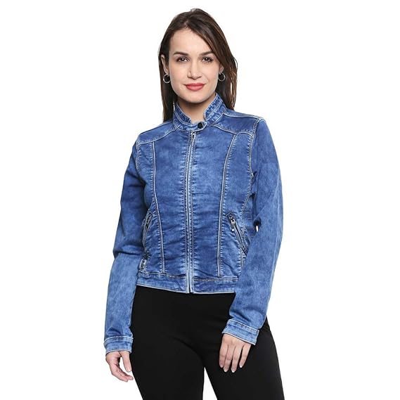 mandarin collar denim jacket womens