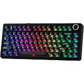 EPOMAKER x Aula F75 Ultra Wireless Gaming Keyboard with Knob, 10000mAh, Hot Swap, RGB, PBT Keycap, Creamy Sound, VIA, 75% Mechanical Keyboard for Win/Mac (Black, Pink Mint)