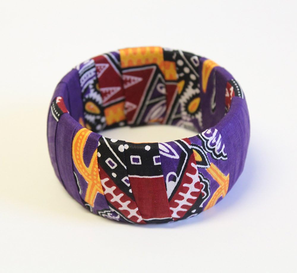 Purple Dashiki Bangle Dashiki Jewelry Dashiki African Jewelry Dashiki Dress Dashiki Afrocentric Jewelry Orange Summer Bracelet Dashiki Bracelet Dashiki African Statement Jewelry 8” Circumference