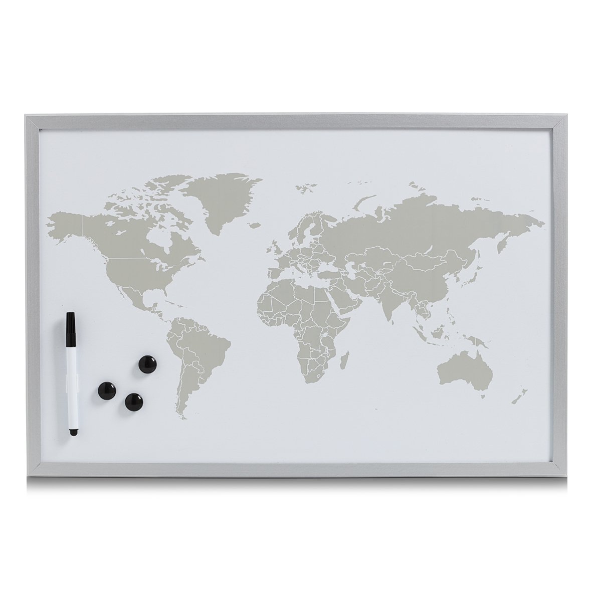 Zeller "World" Magnetic Write Board, Grey, 60 x 40 cm