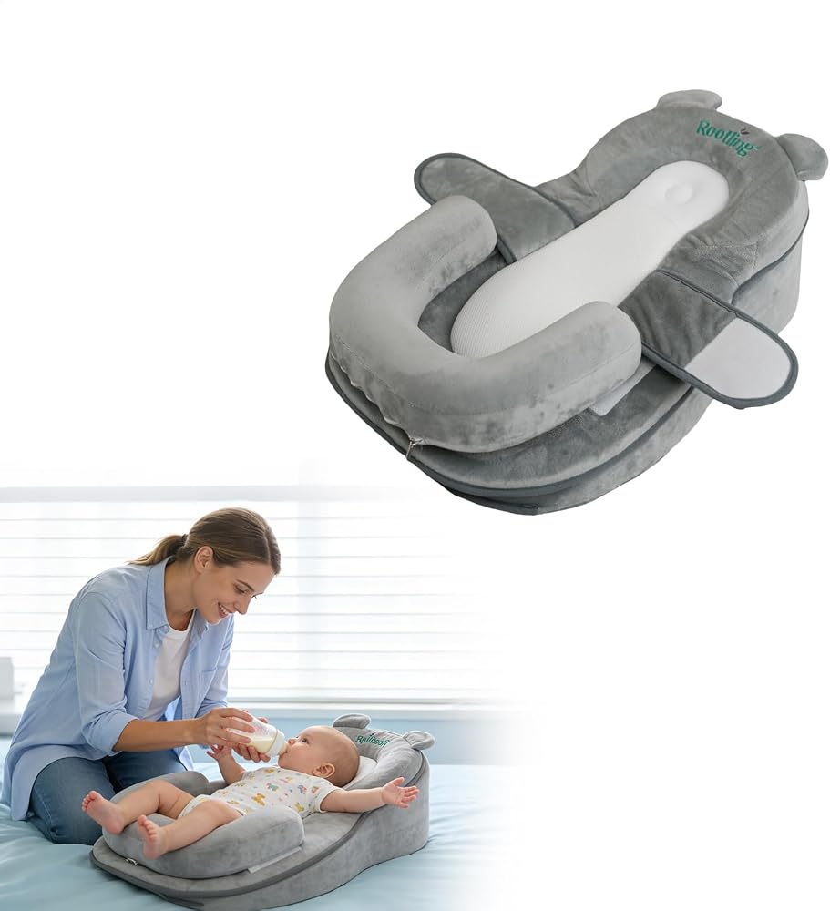 Rootling Baby Feeding Pillow, Anti Overflow Feeding Pillow for Reducing Spit-Up, Safety Nursing Pillow, Baby Lounger Reflux W