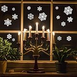 YLINGSU 66+ Large Christmas Snowflake Window Clings Decorations - Baubles / elk -Winter Wonderland Xmas Party Stickers Decal Ornaments (white)