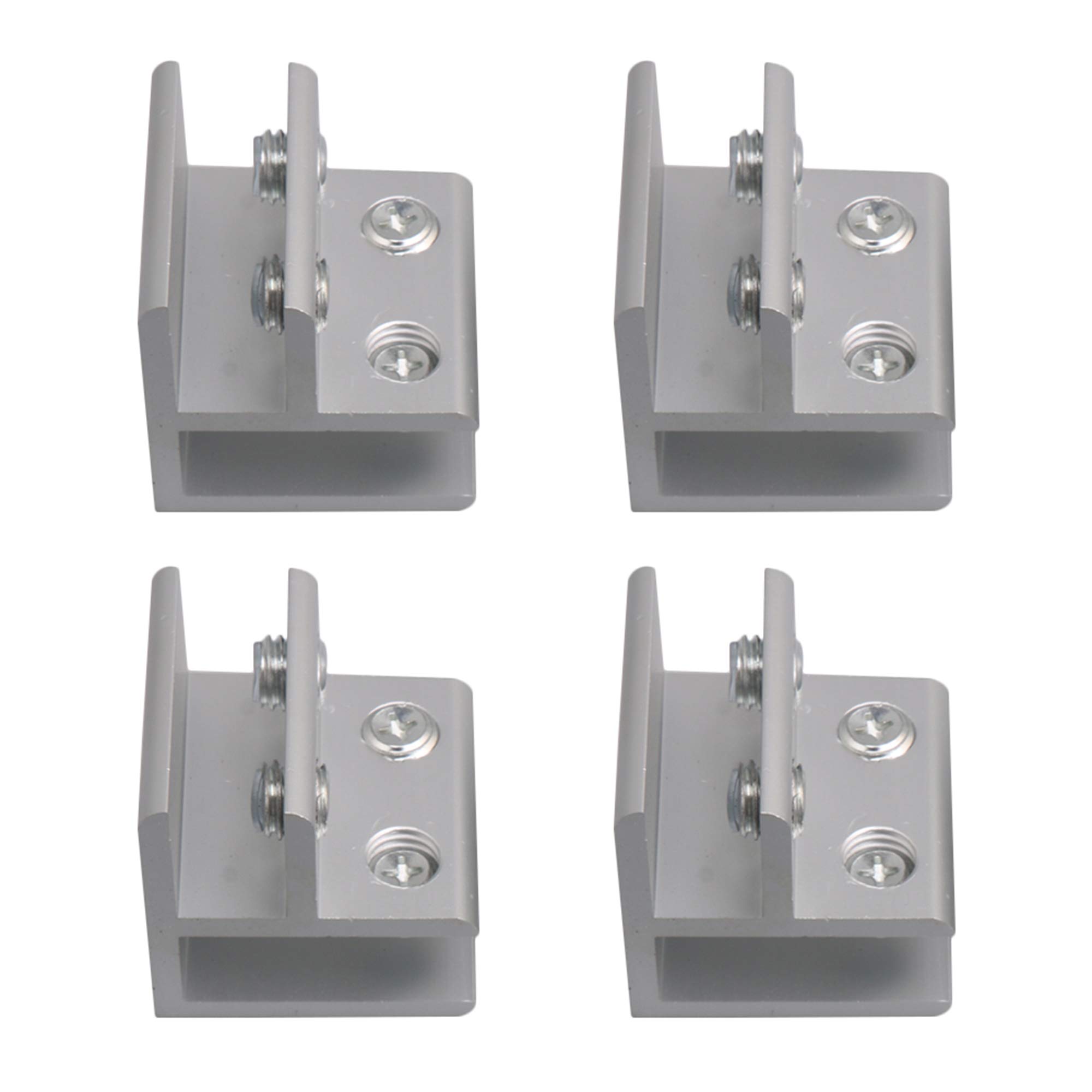 BQLZR 4x4x4cm Silver 90 Degrees Aluminum Alloy Glass Clamp Shelf Support Clamp for 9-12mm Thickness Pack of 4