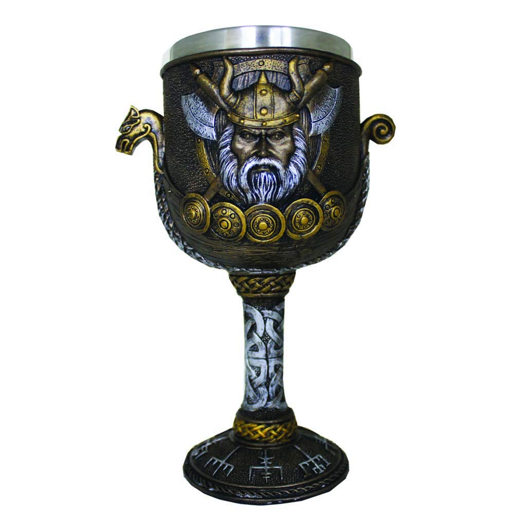 Nemesis Now Valhalla Goblet 17cm, Resin w/stainless steel insert, Brown