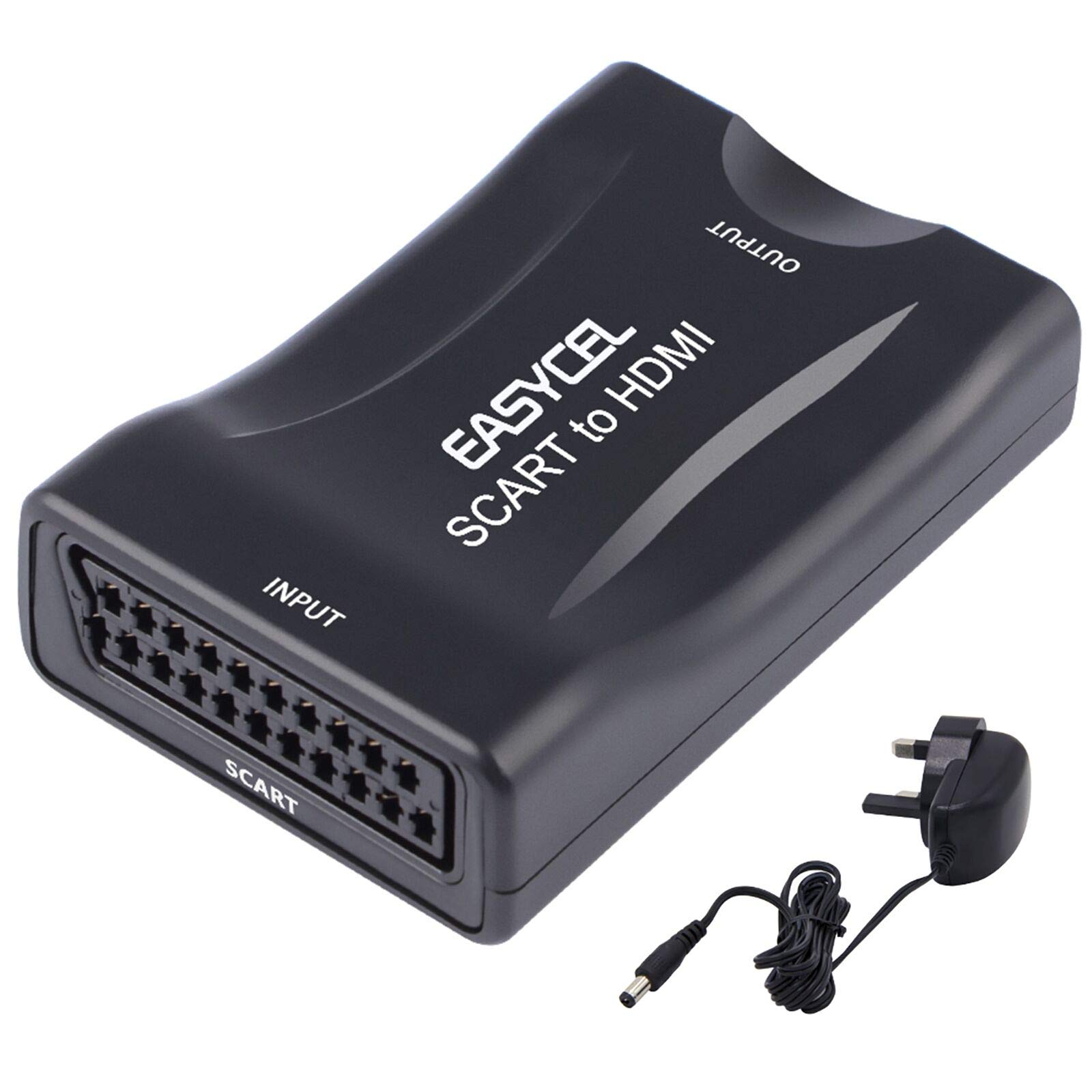 EASYCEL Scart to HDMI Adapter With UK Power Plug, HDMI Out Converter for Scart Input