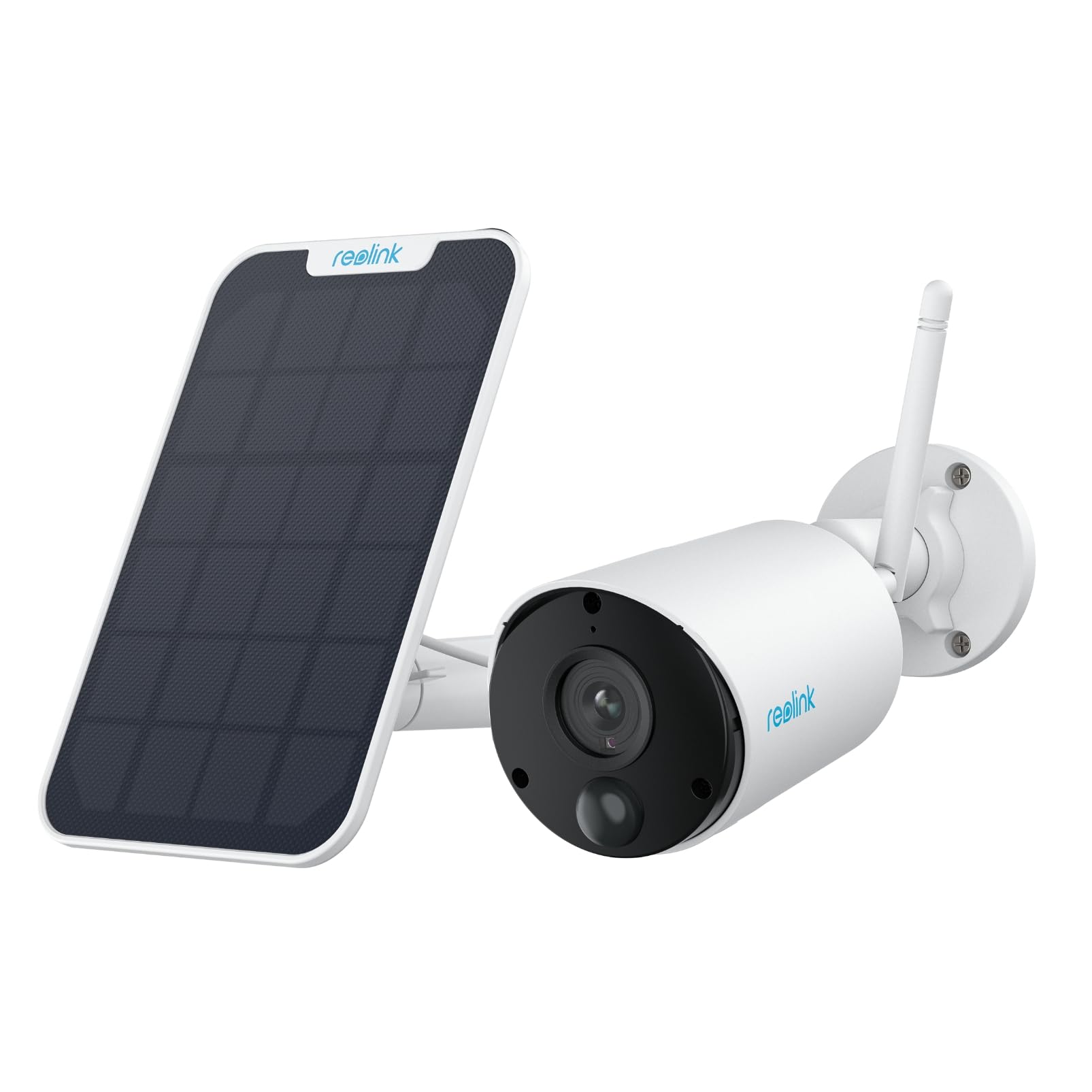 Reolink Solar Powered Security Camera Outdoor, Argus Eco-White+Solar Panel, Battery Operated CCTV Camera Wireless with 2K Night Vision, AI Detection, 2-Way Audio, WiFi Security Camera Works with Alexa