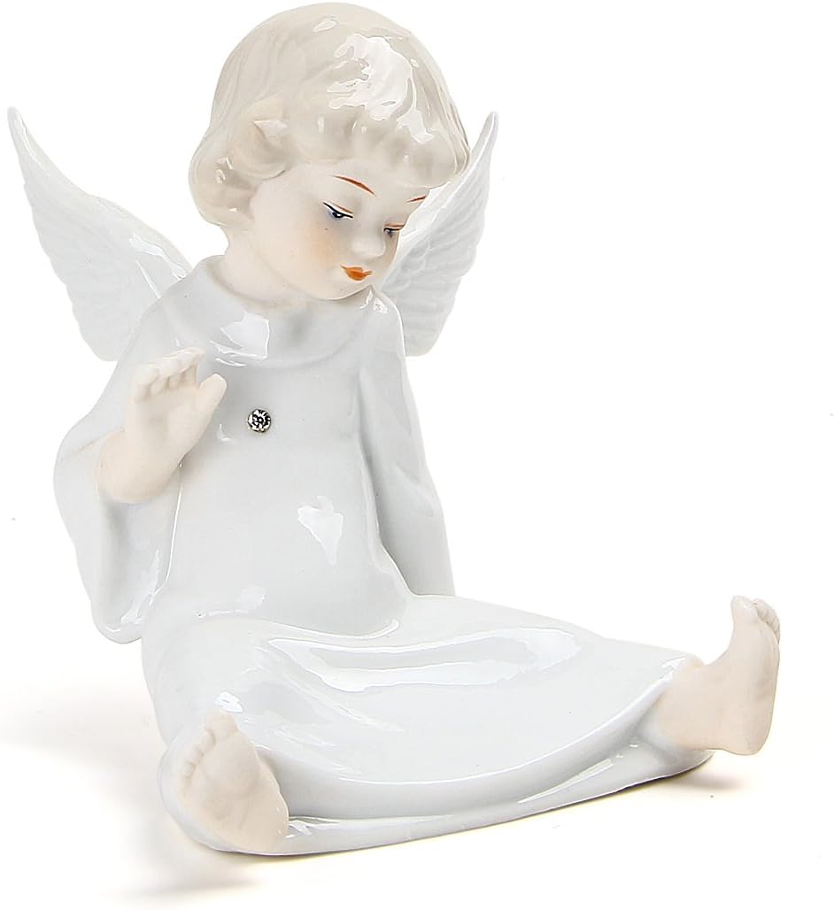 Blessings Little Angel Figures Porcelain Ornament with Sitting,4.72"H,0.60 LbGorgeous(30)