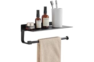 JOOM Hand Towel Holder for Bathroom -Paper Towel Holder Wall Mount - for Bathroom Black Paper Towel Holder with Shelf -Kitchen Towel Holder Black