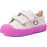 HAPPY NOCNOC Toddler Shoes for Boys & Girls, Canvas Dual Hook and Loops Sneakers with Candy-Colored Sole