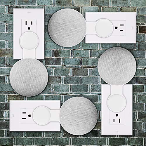 Google Home Mini Wall Mount Holder, Caremoo Space-Saving Design AC Outlet Mount, Perfect Cord Management for Google Home Mini Voice Assistant (White) - Thumbnail 4