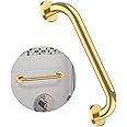 12 Inch Stainless Steel Shower Grab Bar, ZUEXT Gold Shower Handle, Bathroom Balance Bar, Safety Hand Rail Support Bar for Handicap Elderly Injury, Senior Assist Bath Tub Wall Concealed Mount Handle