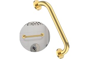 12 Inch Stainless Steel Shower Grab Bar, ZUEXT Gold Shower Handle, Bathroom Balance Bar, Safety Hand Rail Support Bar for Handicap Elderly Injury, Senior Assist Bath Tub Wall Concealed Mount Handle