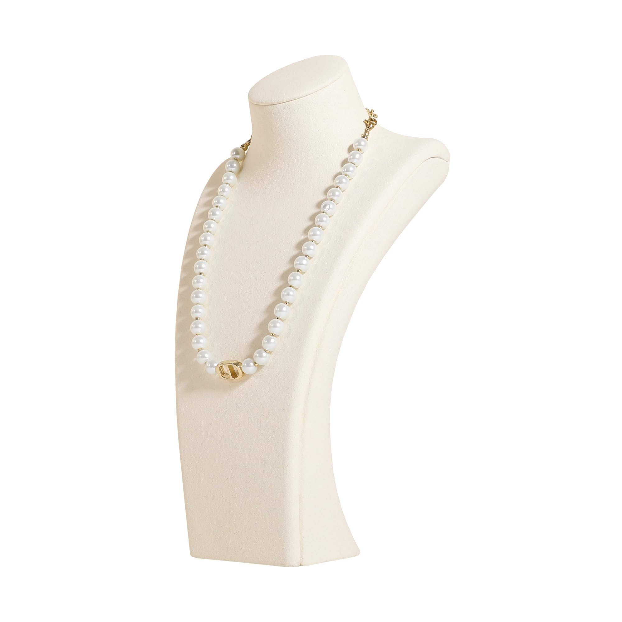 Photo 1 of GemeShou Beige necklace storage organizer for sale, Velvet necklace holder stand, jewelry bust display stands, Jewelry Mannequin for Countertop, Showcase?Beige-Medium height 10.43 inch?