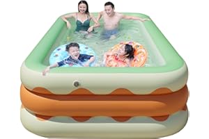 Inflatable Pool, Piscine Gonflable Inflatable Swimming Pool 3 Layers Foldable PVC Blowing Swimming Pool Outdoor Pool for Indo