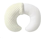 QUENESS Nursing Pillow and Positioner, Breastfeeding, Bottle Feeding, Baby Sitting Support with Removable Ultra Soft Cover, Tummy Time Support for Baby Boys and Girls (Tender Yellow)