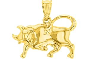 Jewelry America High Polish 14k Yellow Gold 3D Taurus Zodiac Sign Bull Animal Pendant
