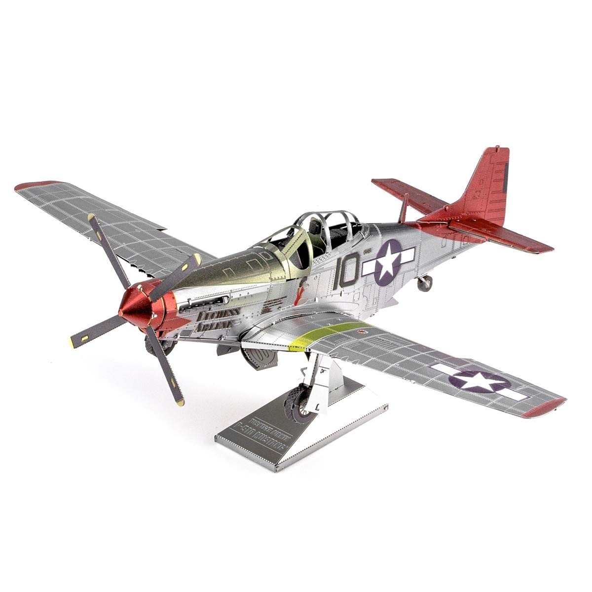 Metal Earth Fascinations ICX142 Metal Construction Kits - Airplane Mustang P-51D Tuskegee Airmen, Laser Cut 3D Construction Kit, 3D Metal Puzzle, DIY Model Kit, 2 Metal Boards, from 14 Years