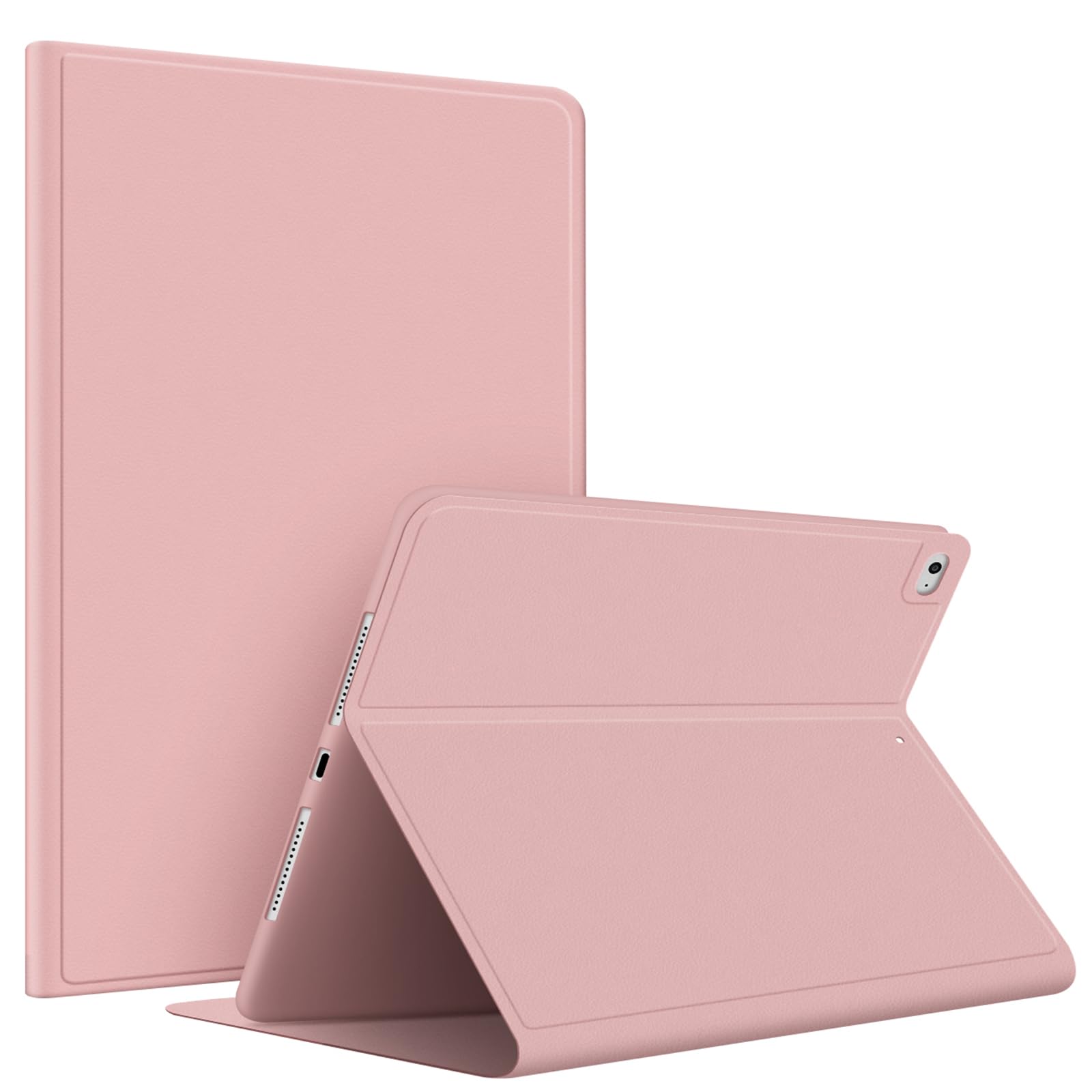 VAGHVEO iPad 9.7 inch 2017/2018 Case/iPad Air/Air 2 Cover, PU Leather Shockproof Smart Cases Shell Adjust Stand with Auto Wake/Sleep, Flexible Soft TPU Protective Back Cover for iPad 5th/6th, Pink