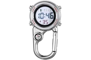 JewelryWe Mens Womens Digital Clip-on Watch Mini Microlight Backpack Buckle Belt fob Watch for Rock Climbing Doctors Nurses C
