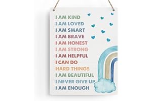 BELLOWDEER Motivational Boho Kids Room Decor Wood Sign Affirmations Wall Art, Inspirational Boho Positive Wall Art Decor Signs for Home Playroom Bedroom Kids Girls Boys Room Nursery Boho Decoration, 8x10 Inches