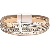 CHELYQST Leather Wrap Bracelets for Women,Leopard Boho Bracelet Multi-Layer Cuff Bangle Western Jewelry