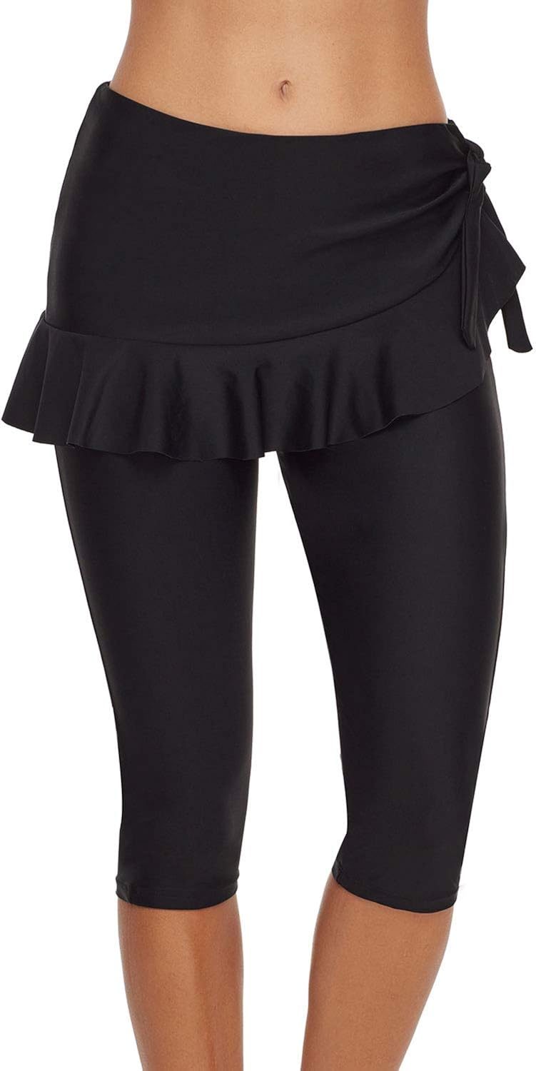 AnnJo Women Modest Swim Skirted Capris UPF 50+ Sun