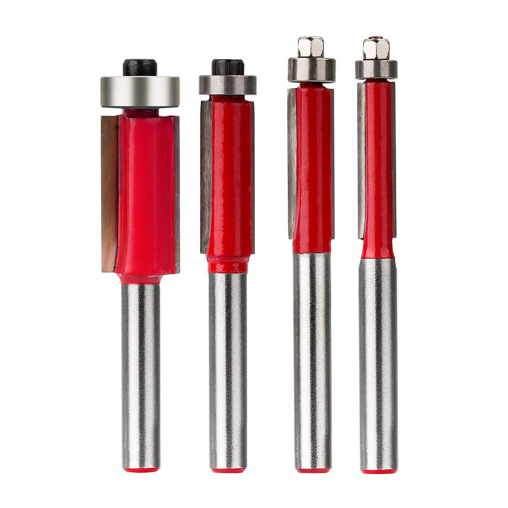 HandsEase 4Pcs Flush Trim Bits 1/4 Inch Shank Top End Bearing Router